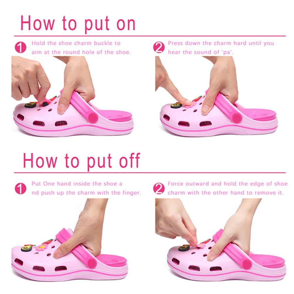 16PCS/Set PVC Shoe Charms Kawaii Famous Cartoon Character Boy Girl Man Garden Shoes Charms Ornaments Accessories Decorations Good Vibrations