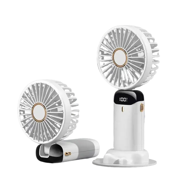 5 Speed Adjustable Intelligent Digital Display USB Folding Neck Hanging Fan Portable Charging Model Portable Cooling Device Good Vibrations
