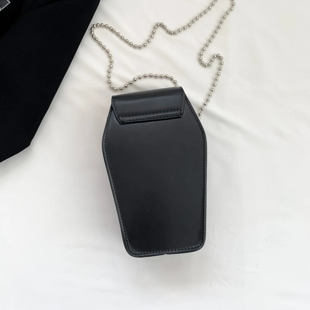 Women Gothic Crossbody Bag Versatile Gothic Crossbody Pouch Zipper Casual Satchel Bag PU Leather Novelty Halloween Cellphone Bag Good Vibrations