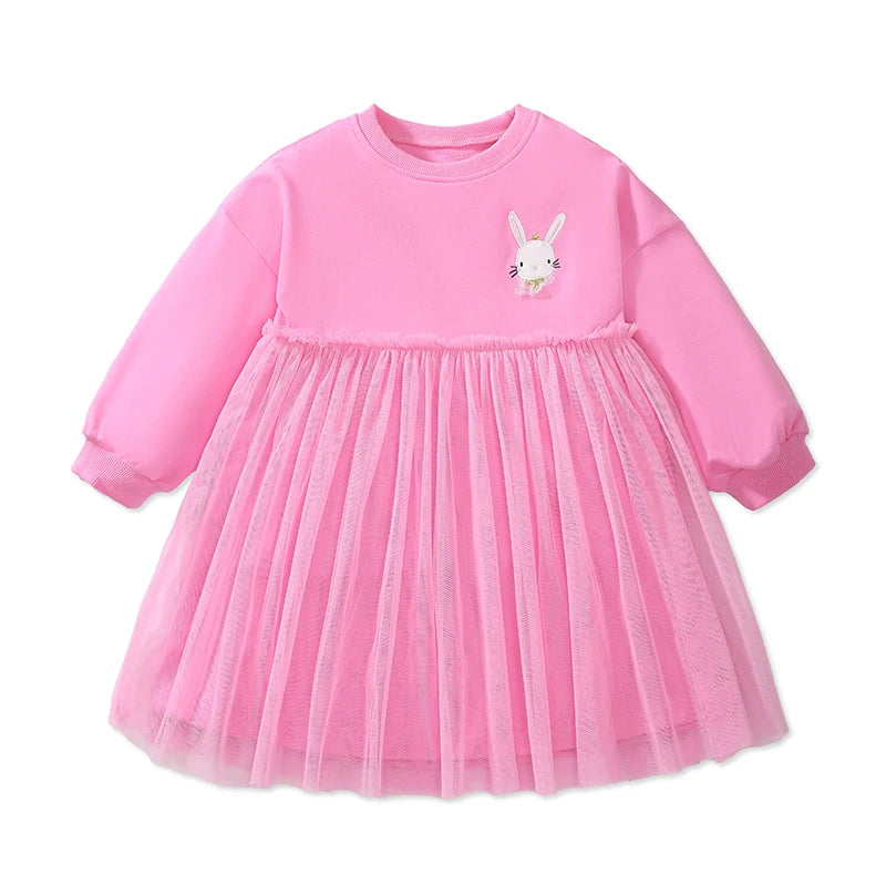 Little maven Kids Clothes Children's Clothing 2025 Autumn Cotton Baby Girls Cartoon Ballet Dancer Long Sleeves Dresses 2-7 year Good Vibrations