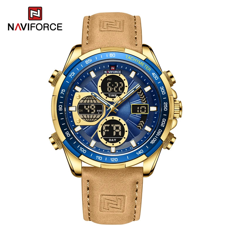 New NAVIFORCE Watches for Men Leather Mens Military Sport Waterproof Watch Quartz WristWatch Chronograph Male Clock Good Vibrations