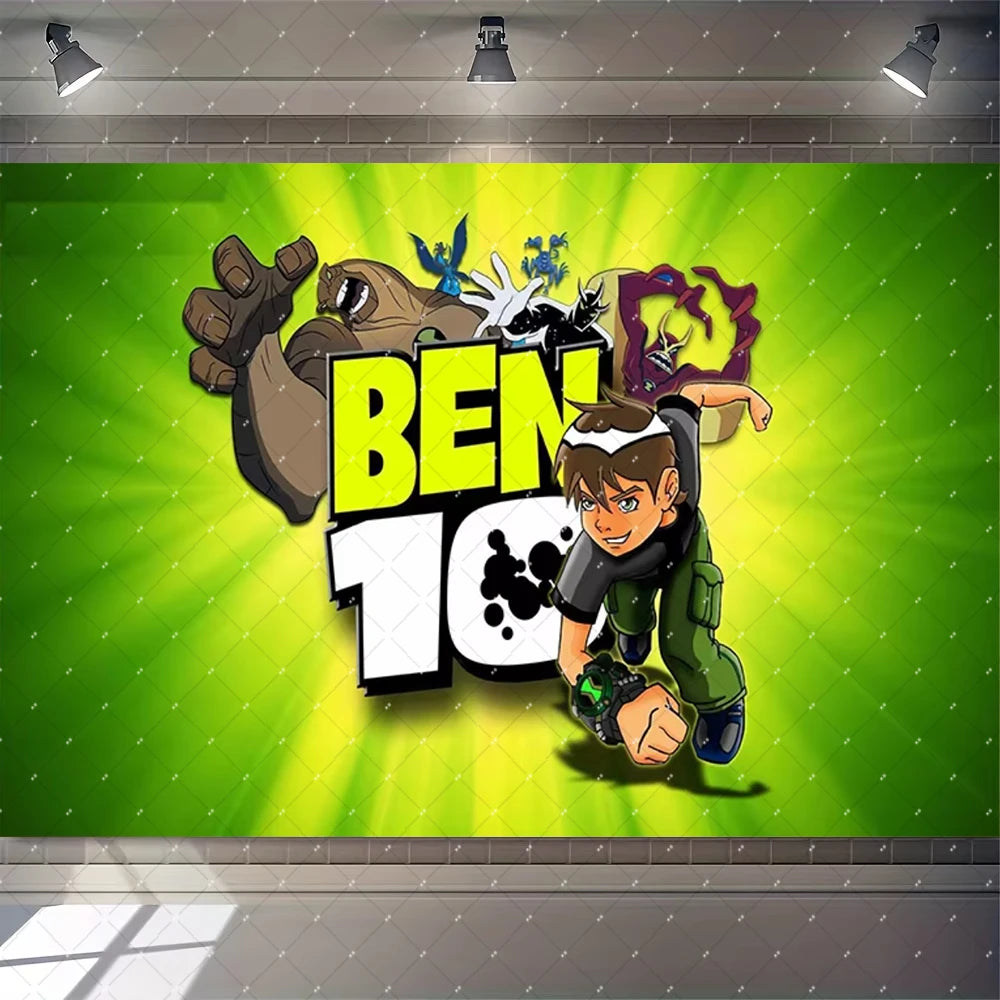 Cartoon Ben-10 Birthday Party Decoration Balloons Favor Set Banner Cake Toppers Baby Shower Boys Gift Party Supplies Photo Prop Good Vibrations