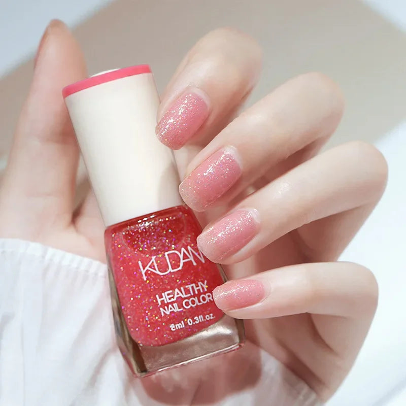 Nail Polish Without Baking Lamp White Fine Glitter Non-baking Non-peel Transparent Shiny Oil Base Coat Nude Nail Polish Good Vibrations