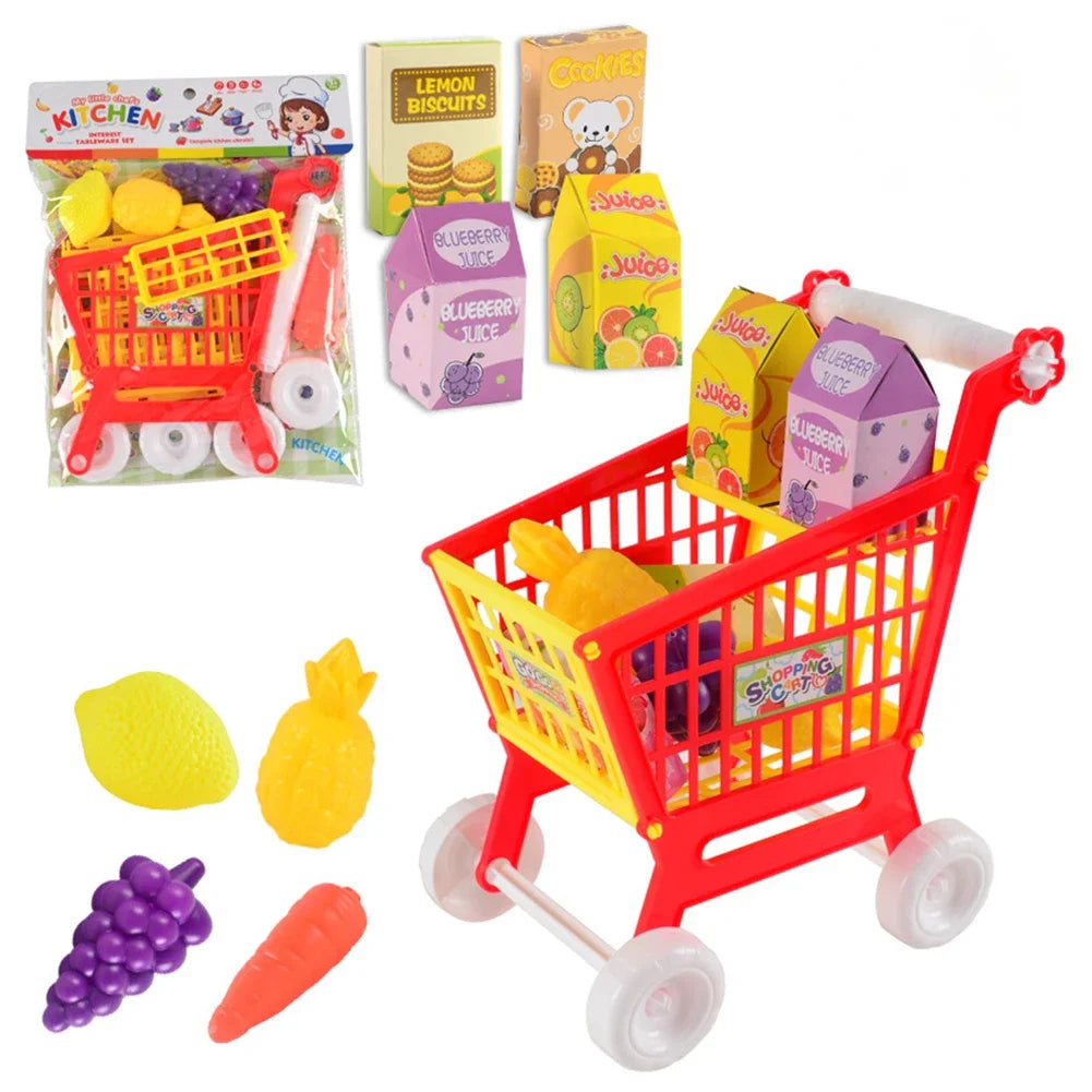 21 Pieces Trolley Toys Interactive Play Set Shopping Cart Play Set Role Play Toys Pretend Play Educational Toy for Children Kids Good Vibrations