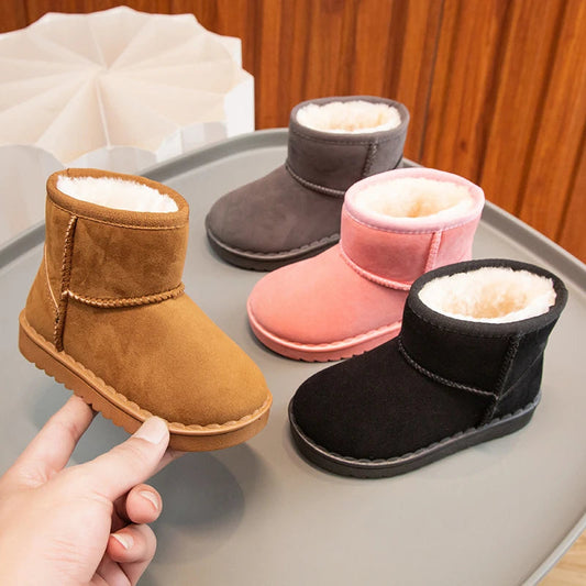 Children Snow Boots Concise Style Plush Chunky Winter Kids Short Boot Solid Color Slip-on Unisex Classic Boys Girls Shoes 23-36 Good Vibrations