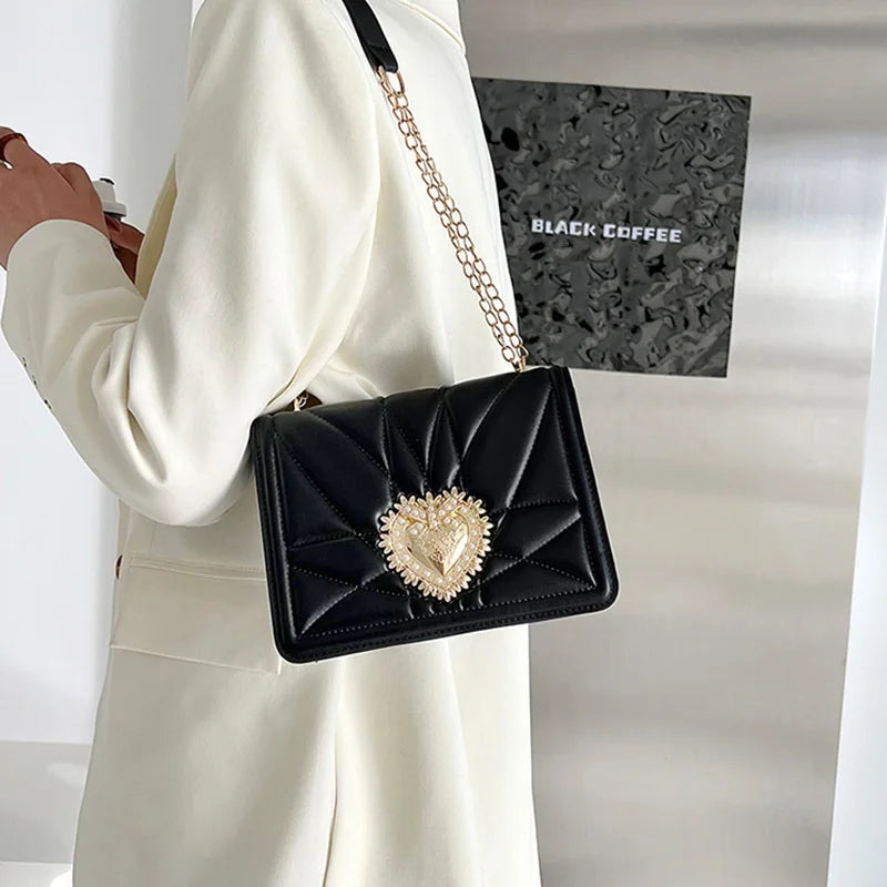 Woman Fashion Shoulder Bags New Brand Designer Wrist Small Square Bag Texture Chain Leather Handbag Luxury Trendy Messenger Bags Good Vibrations
