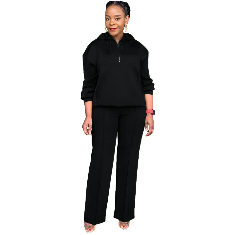 CM.YAYA Long Sleeve Women Set Loose Long Sleeve Hoodies Pant Suits 2024 Spring 2 Two Piece Sets Sporty Tracksuits Street Outfits Good Vibrations