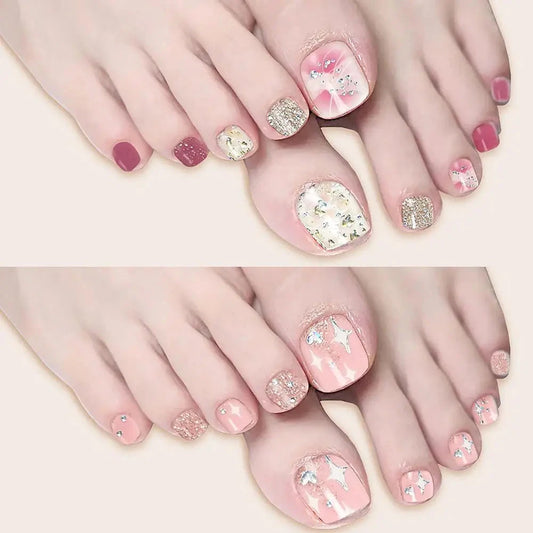 Nail Polish Film Toenail Stickers Solid Color Glitter Toe Nail Art Sticker DIY Waterproof Adhesive Nail Wraps Decals Decors Good Vibrations