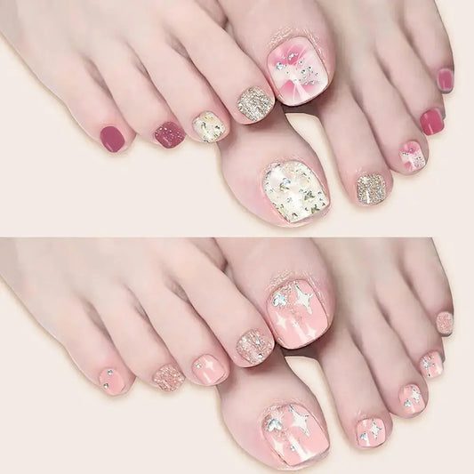 Nail Polish Film Toenail Stickers Solid Color Glitter Toe Nail Art Sticker DIY Waterproof Adhesive Nail Wraps Decals Decors Good Vibrations
