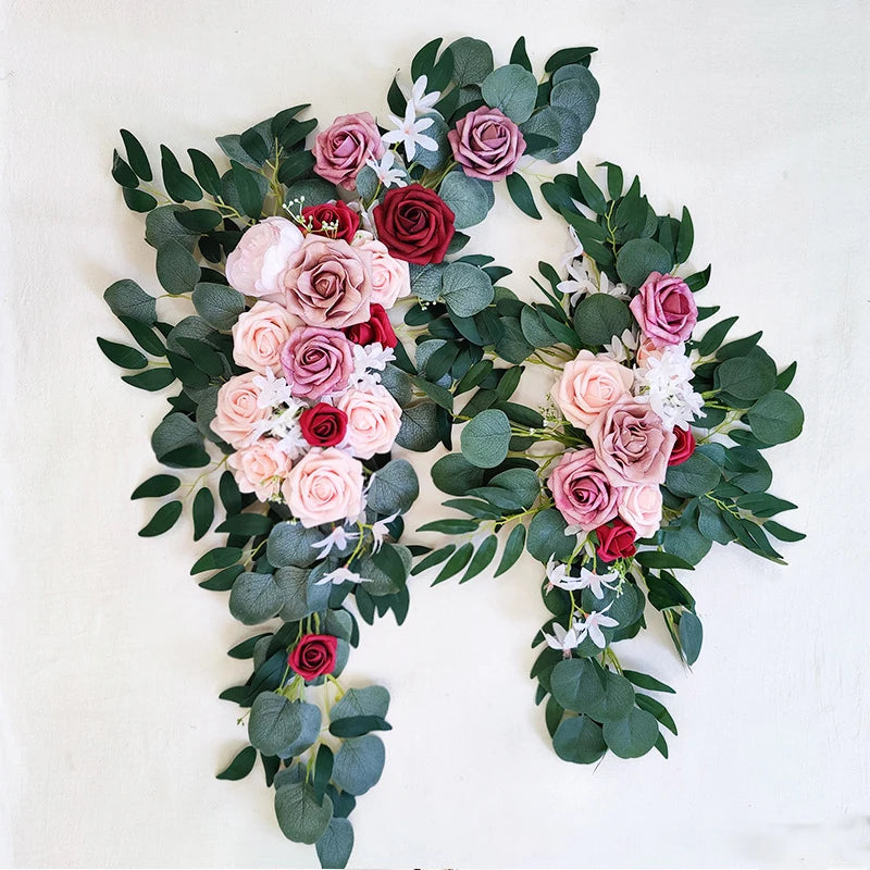 Yannew Burnt Orange Rustic Wedding Arch Flowers White Swag Drape Kit for Wedding Ceremony Reception Backdrop Floral Decoration Good Vibrations