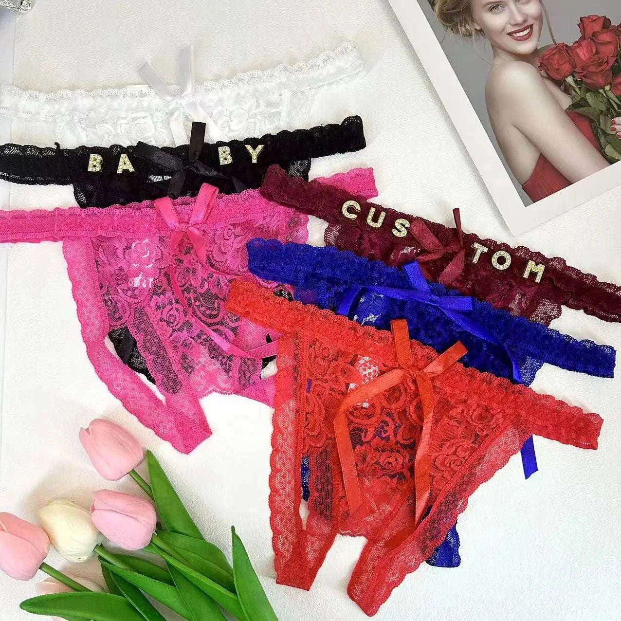 Rhinestone Letter Customizable Lingerie Gifts