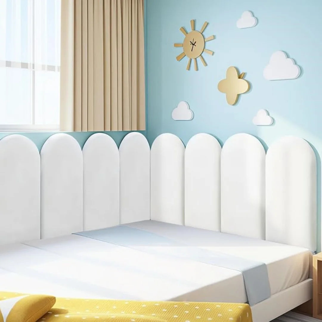 1PC 40x20cm Bed Headboard Bedroom Decor Head Board Wood Wall Panels Home Decoration Tatami Anti-collision Soft Back Wall Mat Good Vibrations