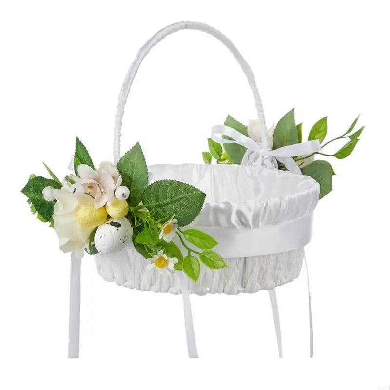 Natural Easter Theme Basket with Decorative Egg Flower For Couples And for Outdoor Activity Spring Event Good Vibrations