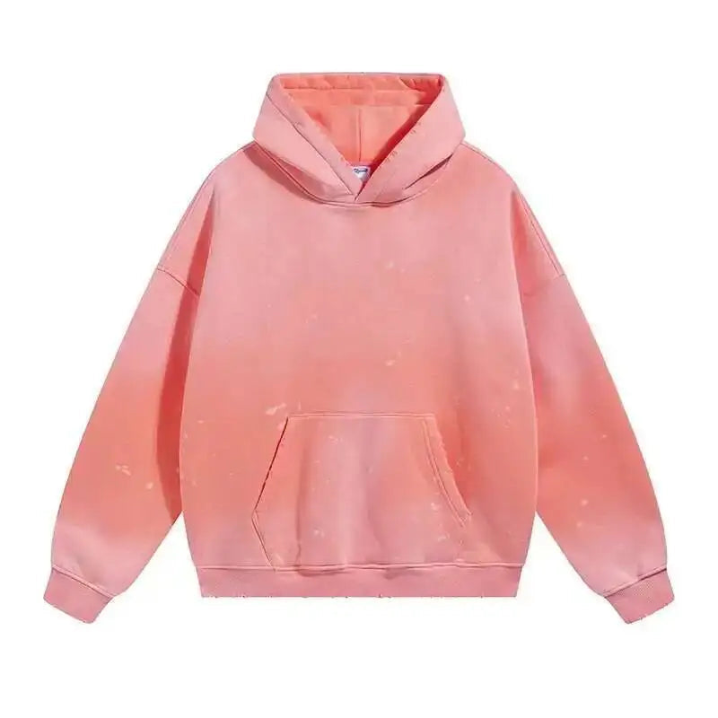IEFB Spring New Trendy Sets Washed Sweatshirt Sweatpants Splash-ink Spray Dye Velvet Hoodies Autumn Male Wear Menwear 9W125 Good Vibrations