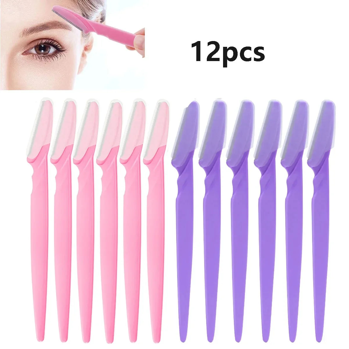 6/12Pcs Mix Color Eyebrow Razor Women Face And Body Safe Trimmer Hair Shaver Eye Brow Remover With Cover Small Makeup Tools Set Good Vibrations
