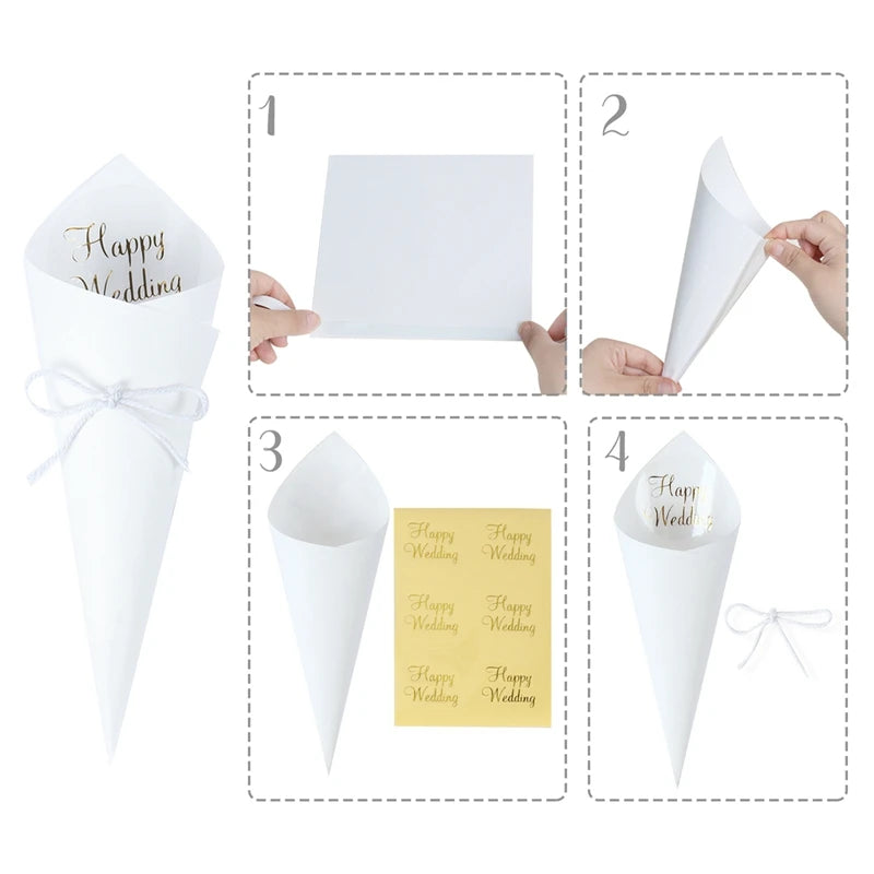 Kraft Paper Wedding Tray Confetti Cone Stand Box Tray Rustic Wedding Decoration Wedding Confetti Cones Wedding Cones Set supply Good Vibrations