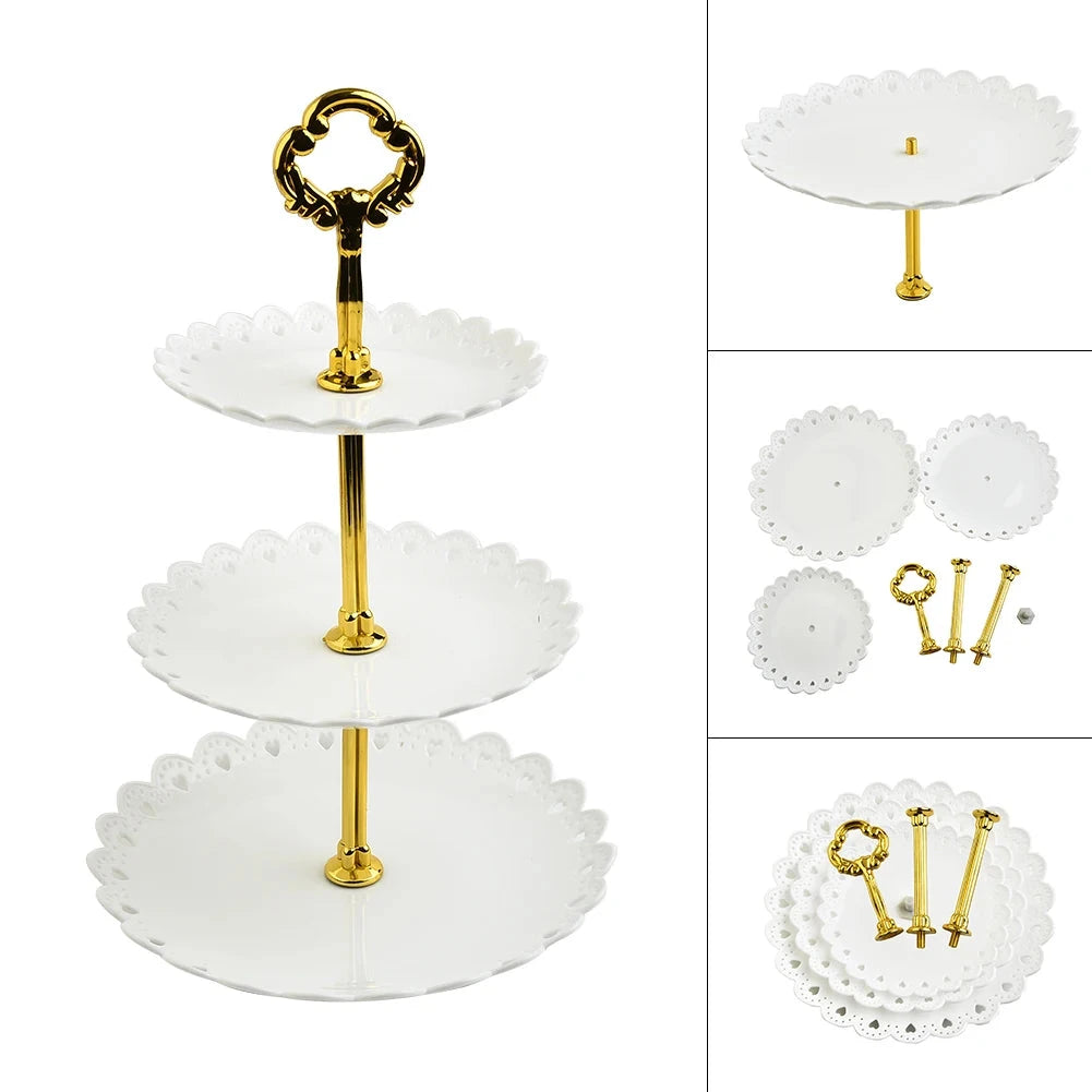3 Layer Cake Stand Fruit Plate Tray Display Birthday Party Dessert Wedding Good Vibrations