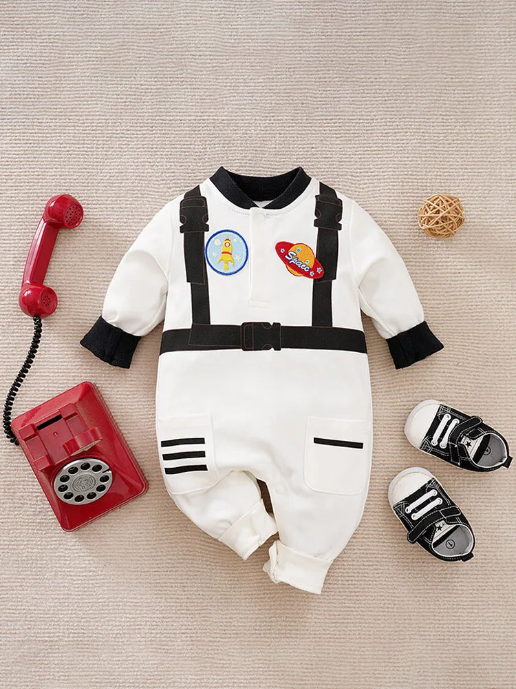 0-36M Spring and Autumn Newborn Bodysuit Long sleeved Astronaut Role Play Pure Cotton Comfortable and Breathable Good Vibrations