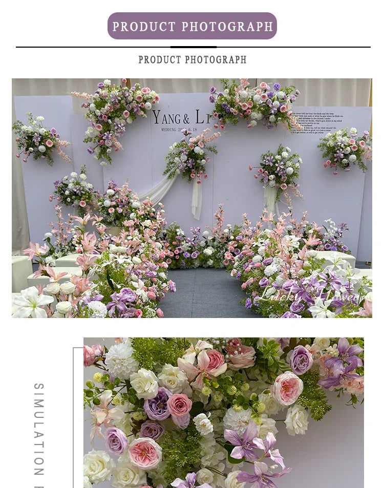 Outdor Wedding Decoration Artificial Flowers Hanging Flower Row Road Leading Flower Ball Floral Backdrop Decor Floor Flower Row Good Vibrations