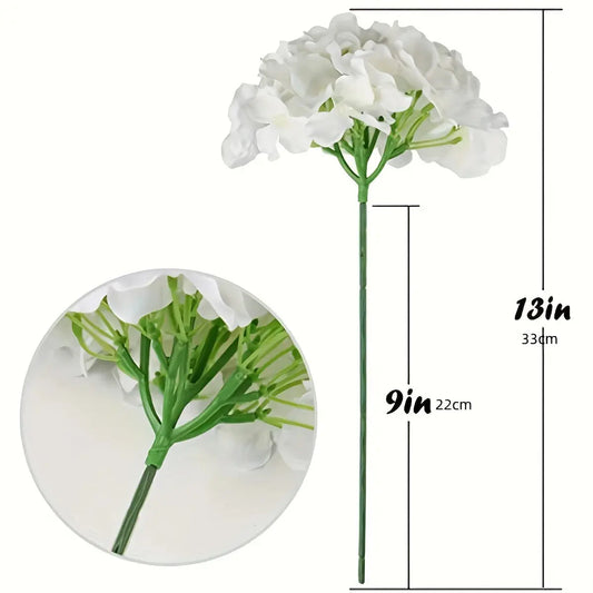 10pcs Silk Hydrangea Heads Artificial Flowers Heads with Stems for Home Wedding Decor Good Vibrations