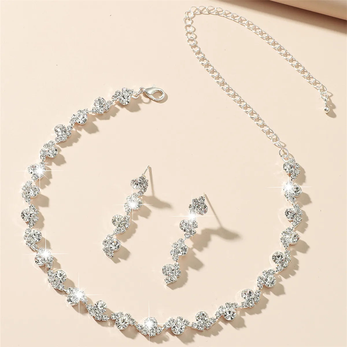 BLIJERY elegant royal blue crystal rhinestone choker necklace earrings jewelry set charm vintage wedding accessories for women Good Vibrations Adult Super Store