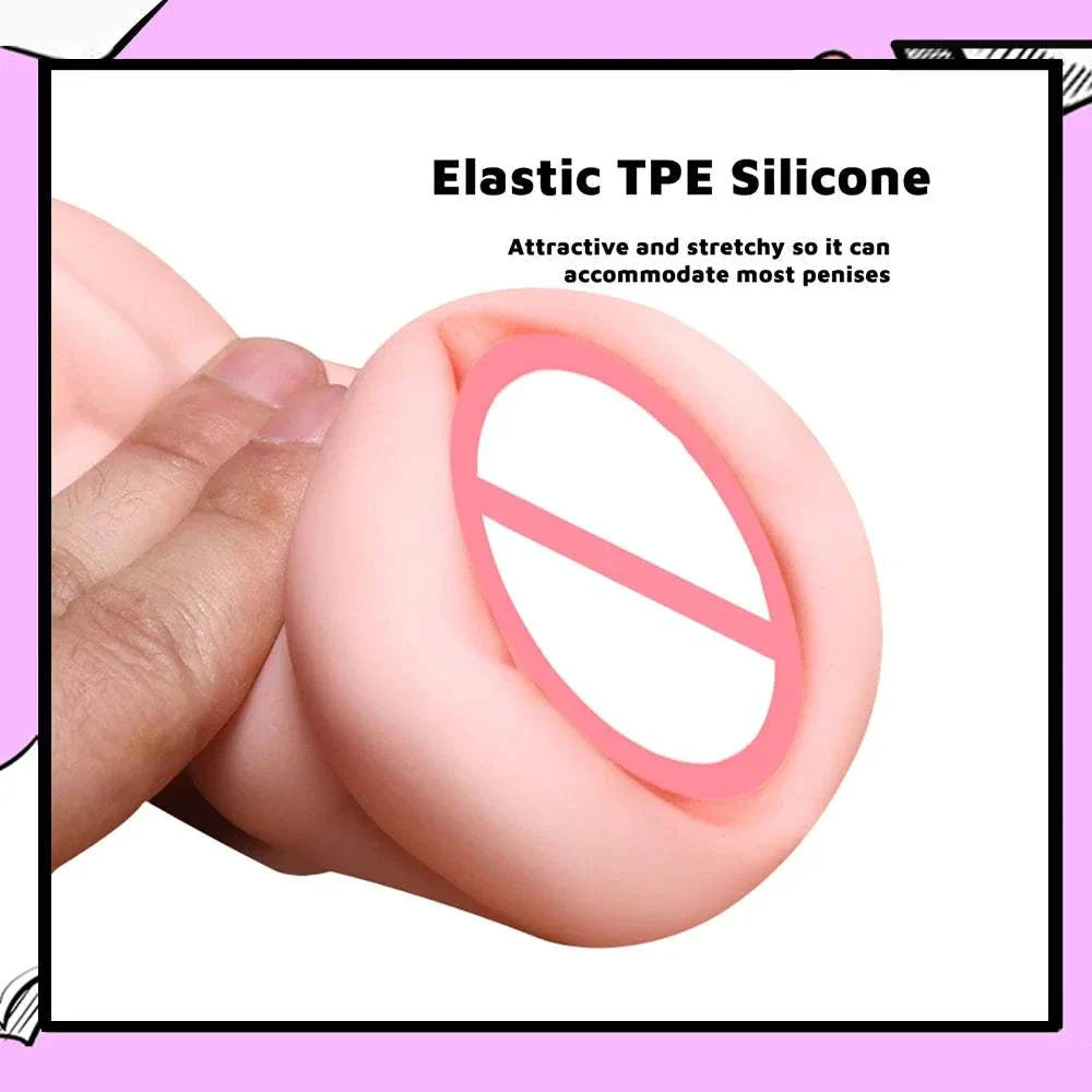 Realistic textured male masturbator with elastic TPE silicone design.