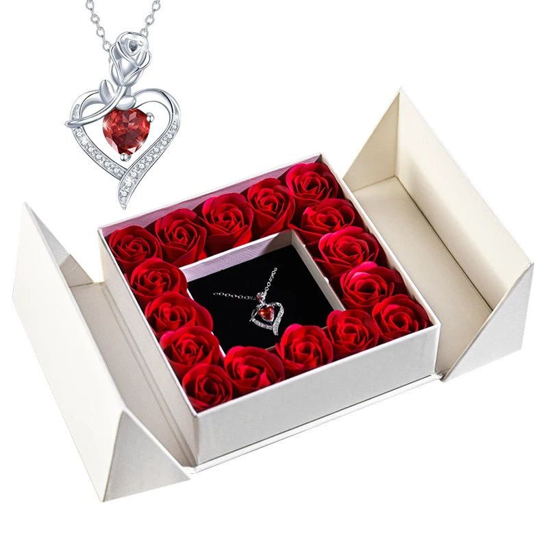 Gifts for Women Jewelry Pendant Necklace /w Soap Eternal Rose Gift Box Mother's Day Necklace Jewelry Wedding Anniversary Gifts Good Vibrations