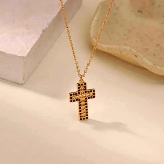 Cross Necklace For Women Bohemian Jesus Virgin Mary Choker Boho Zircon Collars Stainless Steel Long Chain New In Neck Jewelry