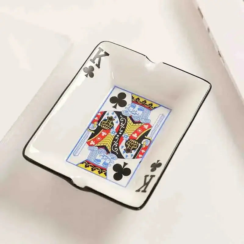 Creative Ceramic Ashtray for Home Office Poker Porcelain Ash Tray Smoking Accessories Living Room Ornament Man Gift Good Vibrations Adult Super Store