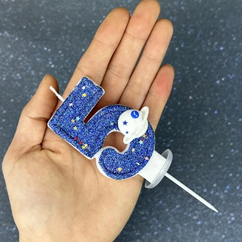 Number Birthday Candles Cake Party Decoration Birthday Candles Planet Universe Blue Boys and Girls Number0-9 Star Blue Party