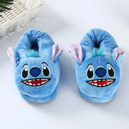 Cartoon Stitch Plush Home Slippers Cute Autumn Winter Cotton Warm Slipper Kids Women Stuffed Doll Indoor Shoes Christmas Gift Good Vibrations