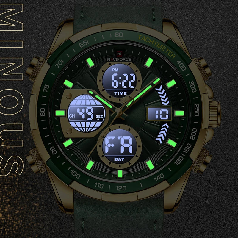 New NAVIFORCE Watches for Men Leather Mens Military Sport Waterproof Watch Quartz WristWatch Chronograph Male Clock Good Vibrations