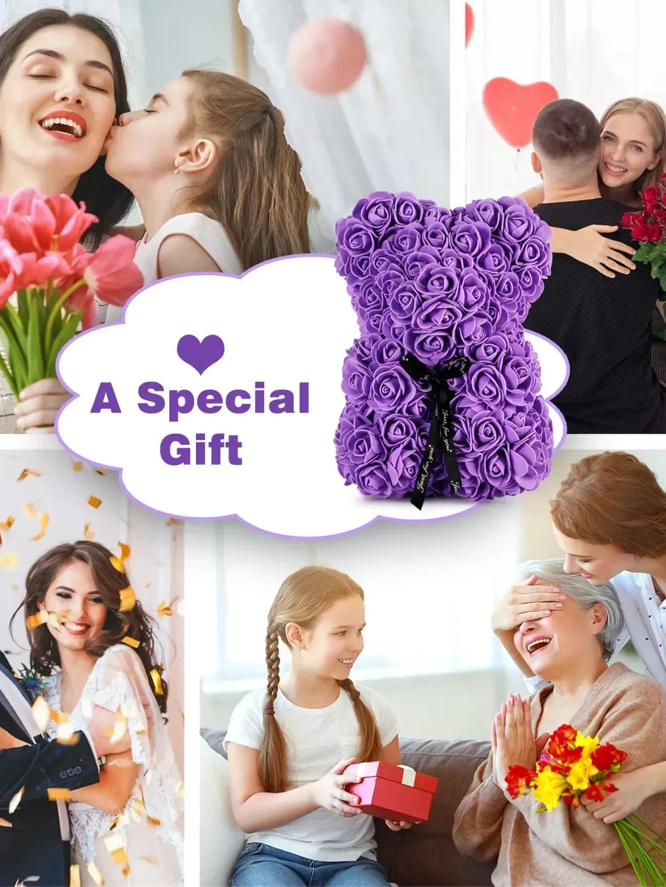 Rose Teddy Bear Artificial Flower Anniversary Valentines Day Birthday Gift Mothers Day Mom Gifts Girlfriend Birthday Gifts Women Good Vibrations
