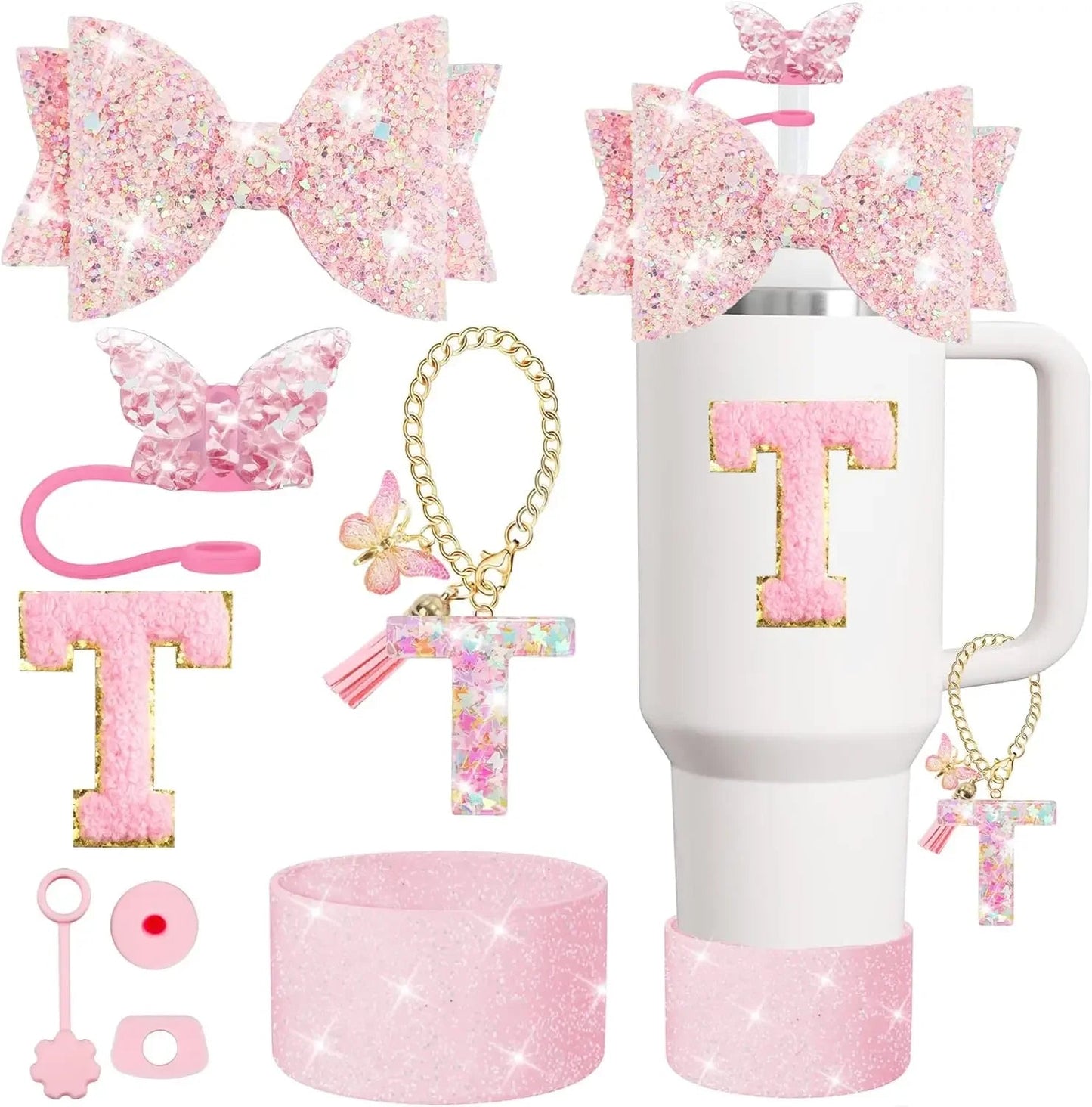 8PCS Cup Accessories Set for Stanley 30oz 40oz Tumbler Straw Topper Cover Cap Boot,Spill Proof Stopper Charm Initials Sticker Good Vibrations Adult Super Store