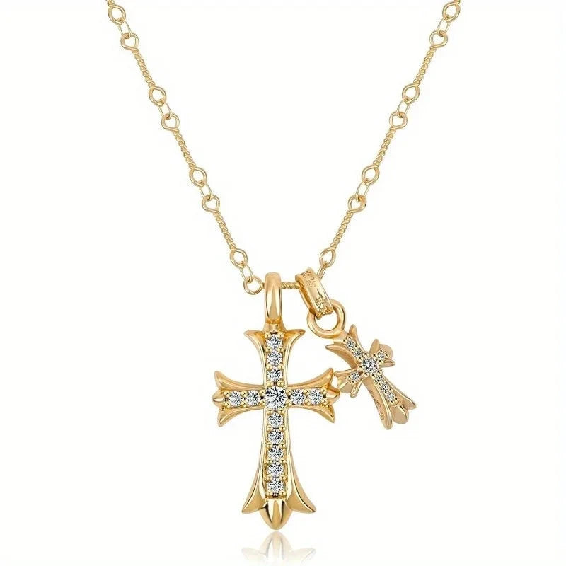 1pc Luxury Geometric Elegant Cross Necklace For Women Men Wedding Engagement Party Jewelry Accessories Good Vibrations
