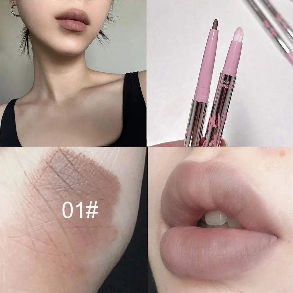 Nude Lip Liner with Lip Brush Cappuvini Korean Style Lip Makeup Long Last Velvet Matte Lipstick Good Vibrations