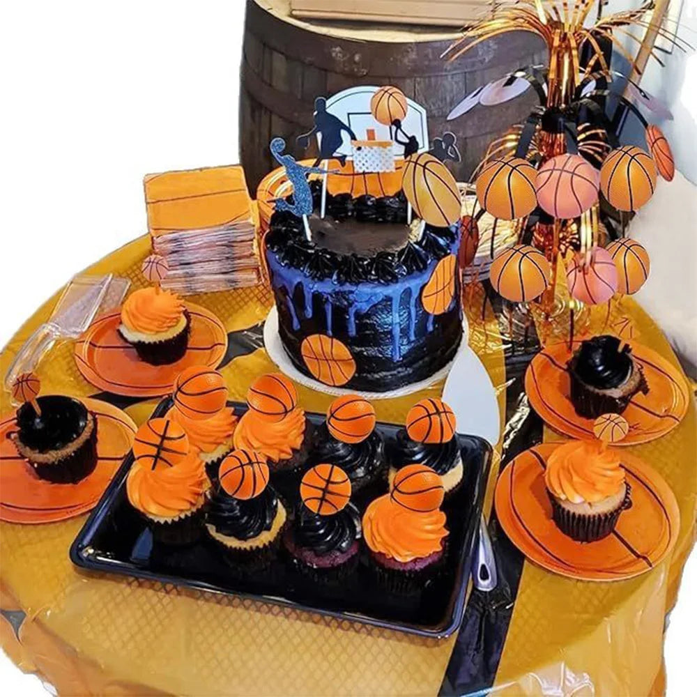Boy Basketball Cake Decoration Happy Birthday Cake Decoration Passionate Basketball Theme Party Decoration Cupcake TopDecoration Good Vibrations