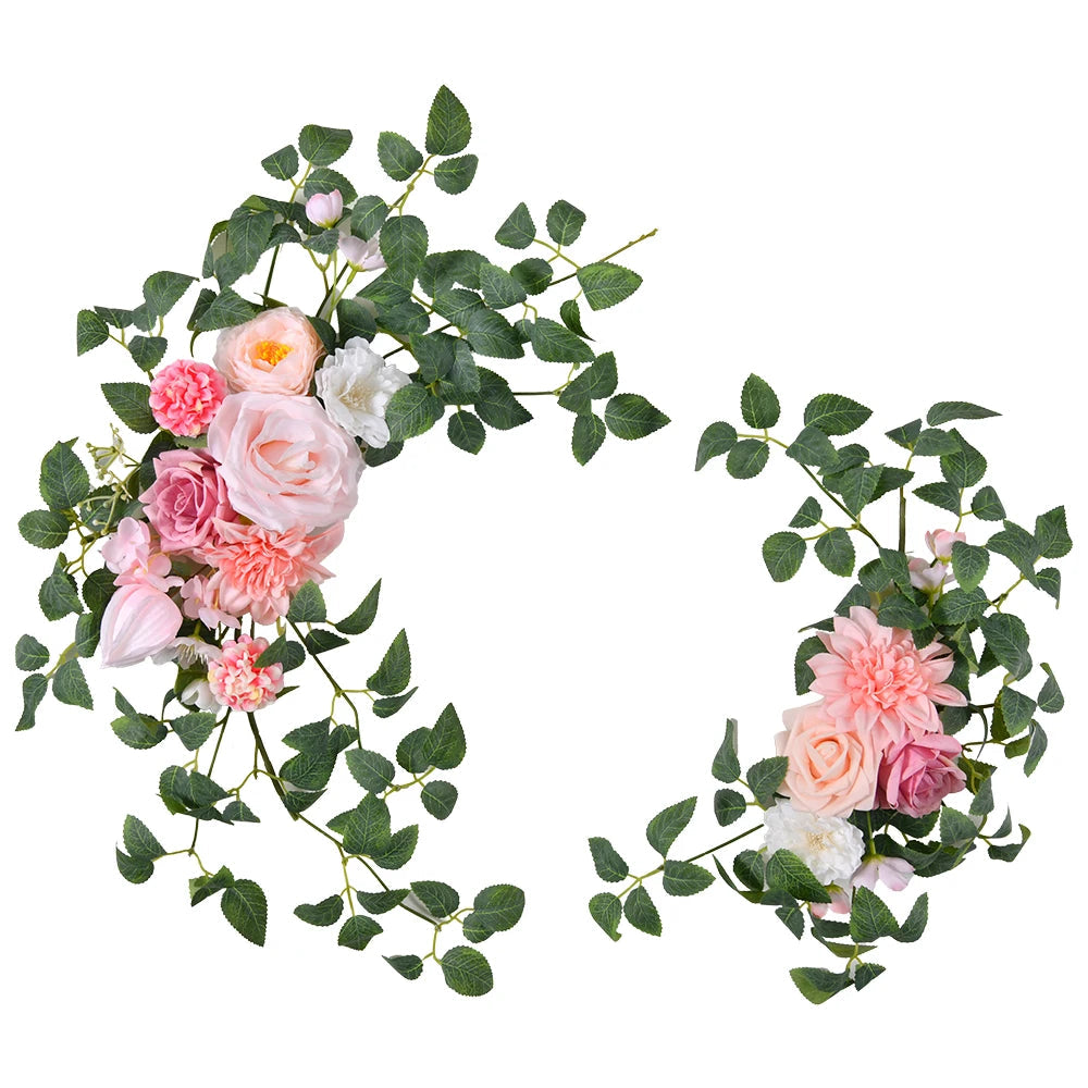 2pcs Artificial Wedding Arch Flowers for Sign, Floral Swag Dusty Decor for Reception Ceremony Backdrop Sweetheart Table Good Vibrations