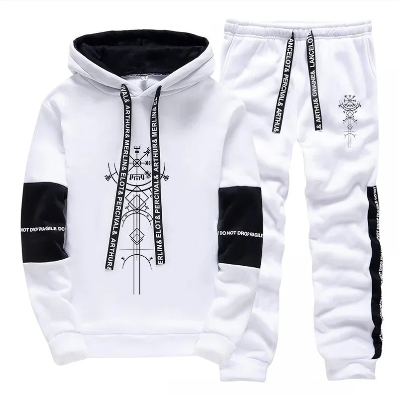 2025 New Arrival Men's Tracksuit Hoodies Sweatpants 2 Piece Set Fashion Streetwear Outfit Autumn Daily Casual Sporty Jogger Suit Good Vibrations
