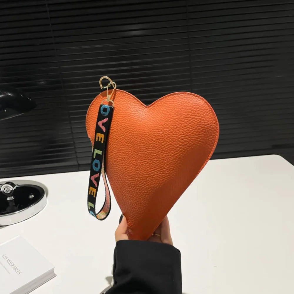 PU Coin Purse Trendy Female Bag Women Wallets New Heart-shaped Bag Zipper Purse Wrist Clutch Storage Portable Bag Fashion Good Vibrations