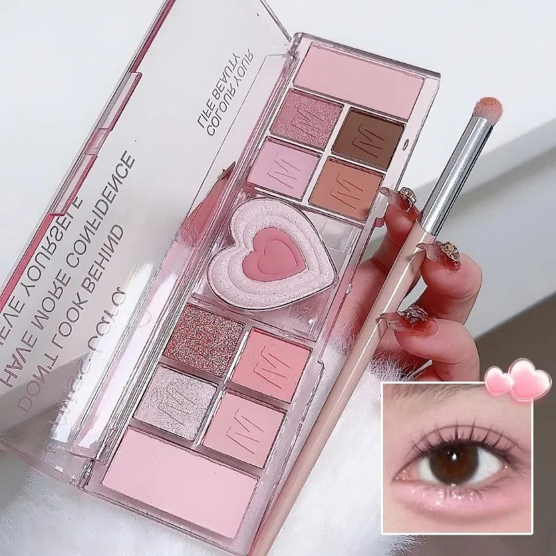 12 Colors Love Highlighting Eyeshadow Blush Palette Multi-purpose Cosmetic Eyes Pigment Powder Makeup Plate Eye Shadow Good Vibrations