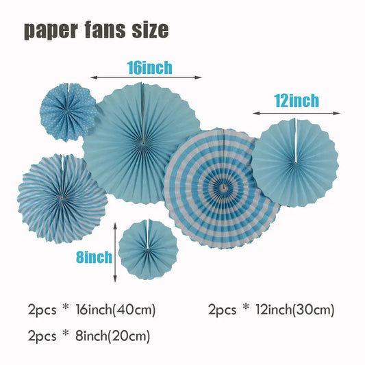 Kids Boy Girl 1st Birthday Party Favor Blue Pink Set Mixed Size Folding Paper Fans Wedding Ceremony Christmas Holiday Decor Good Vibrations