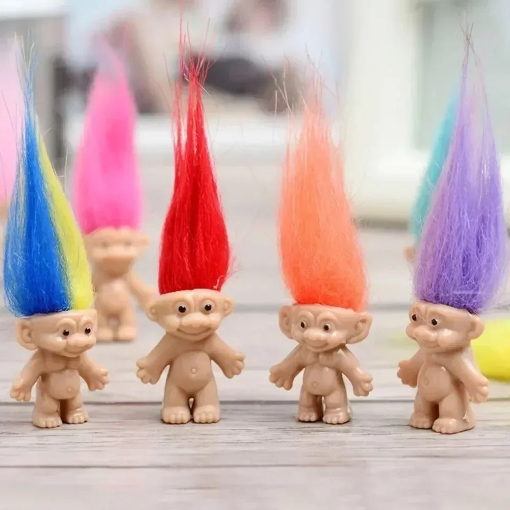10Pcs/Bag Mini Trolls Dolls Anime Action Figure Colorful Hair Family Members Model Collection Kids Toys for Children's Gift 2025 Good Vibrations