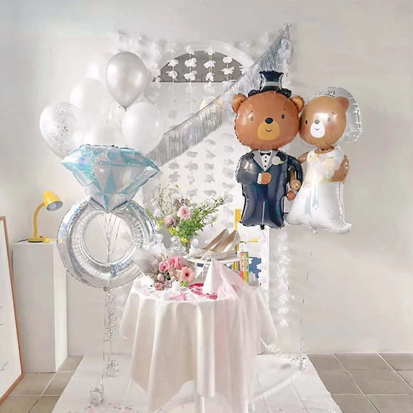 2 Pieces Bride and Groom Aluminum Film Balloon Set Engagement Couple Wedding Anniversary Decoration Supplies Good Vibrations