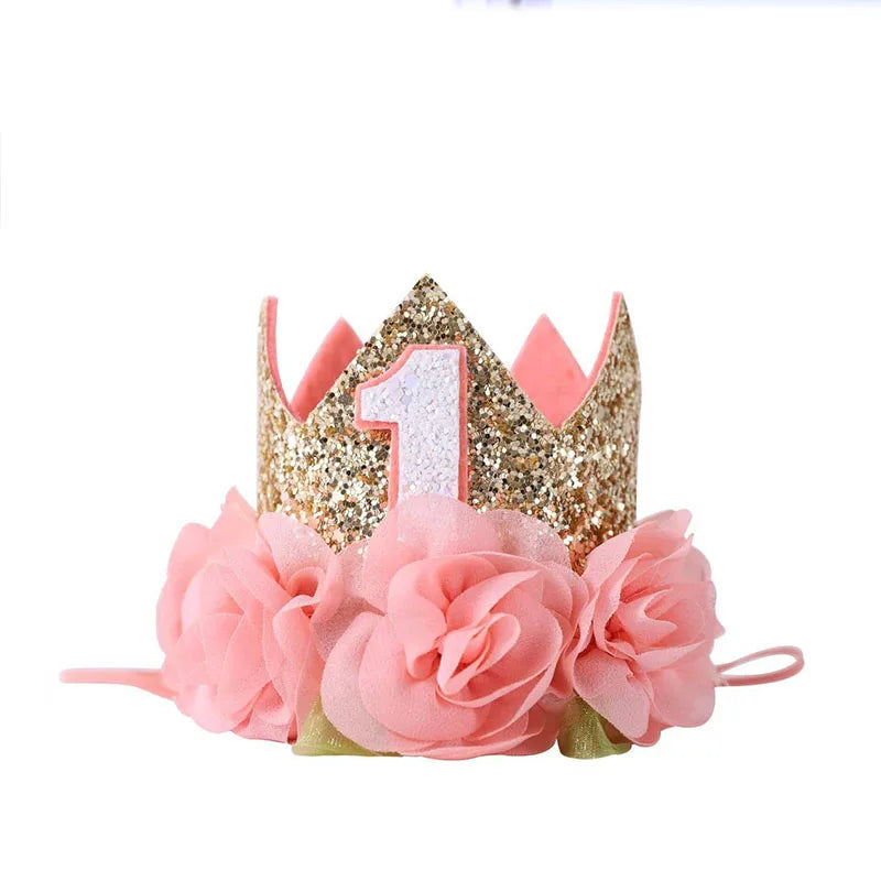 One Year Old Birthday Party Decor Pink Crown Hat Rose Princess Theme Parti Supplies Happy 1st Girls Favor Birthday Party Decor Good Vibrations