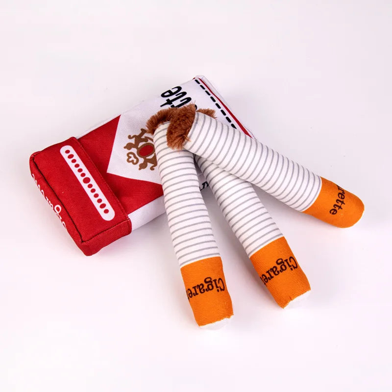 Cigarettes Dog Toy Imitation Cigar Chew Toy Interactive Plush Dog Chew Toy Funny Stuffed Dog Toys Novelty for Chewing Teething Good Vibrations