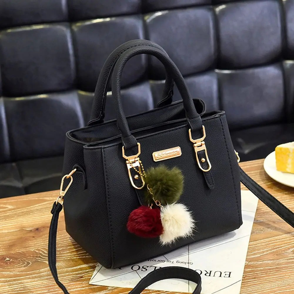 PU Leather Ladies HandBags Women Vintage Purse Plush Tassel Messenger Bags Tote Boston Shoulder Crossbody Bag Large Capacity Good Vibrations