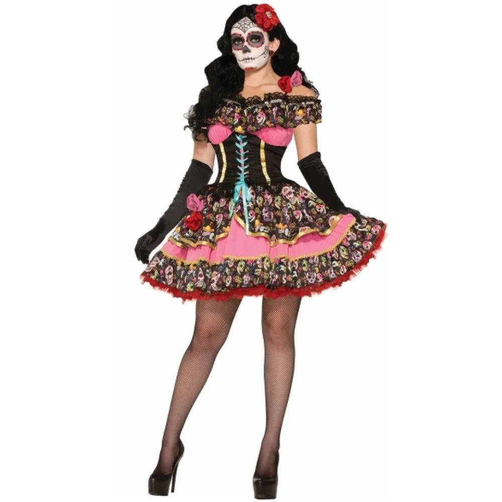 Halloween Costumes for Women Skull Flower Fairy Ghosts Bride Dress Mexico Day Of The Dead Skull Zombie Vampire Cosplay Good Vibrations
