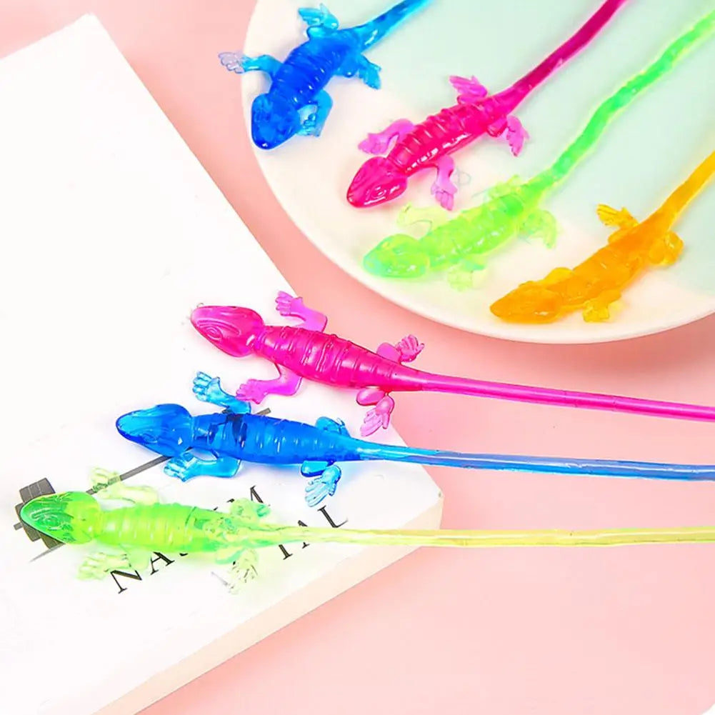 1-10X Colorful Lizard Retractable Sticky Gadget Toys For Kids Birthday Party Favors Pinata Fillers Halloween Gift Pinata Filler Good Vibrations