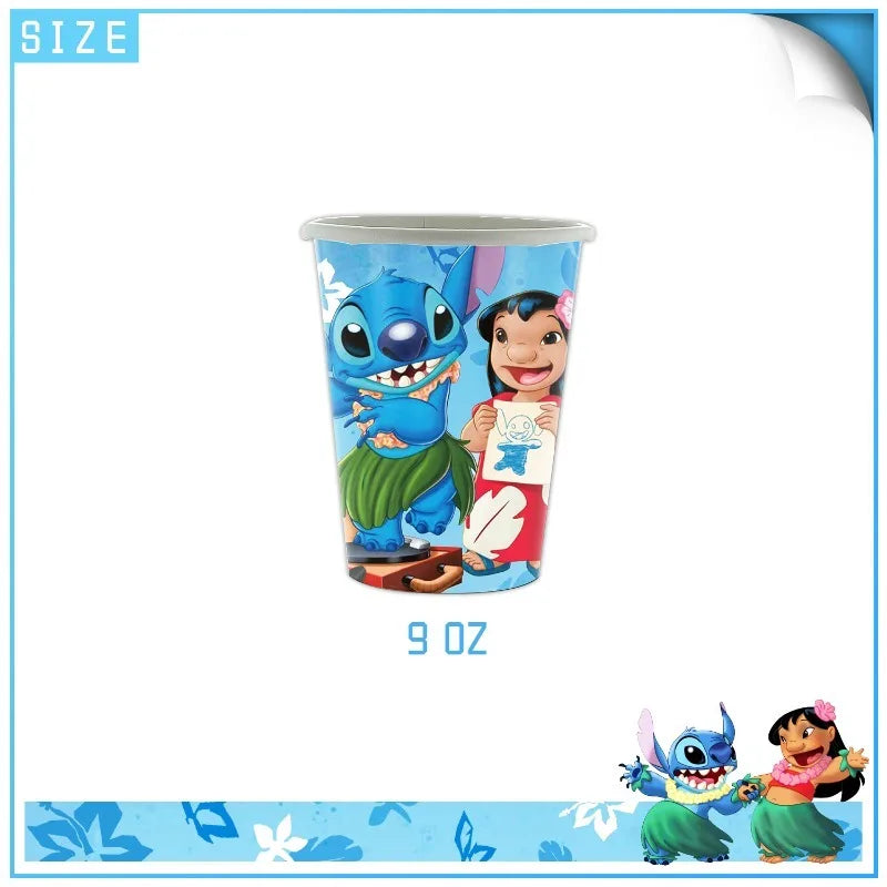 Disney Lilo Stitch Theme Birthday Party Supplies Tableware Set Children Birthday Party Cutlery Decoration Napkin Paper Cup Good Vibrations